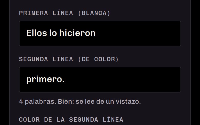 Los campos de texto de la herramienta, con el contador de palabras